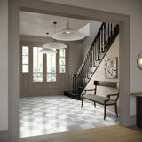 Fortunato Amani Gray and Calacatta White 12x12 Polished Porcelain Checkerboard Tile