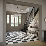 Fortunato Calacatta and Nero Marquina 12x12 Matte Porcelain Checkerboard Tile