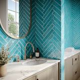 Lux Tile Seaport Aquamarine 2x10 Polished Ceramic Subway Tile