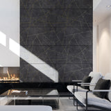 Whitney Ardesia Charcoal Black and Gold Line 24x48 Matte Porcelain Wall Tile
