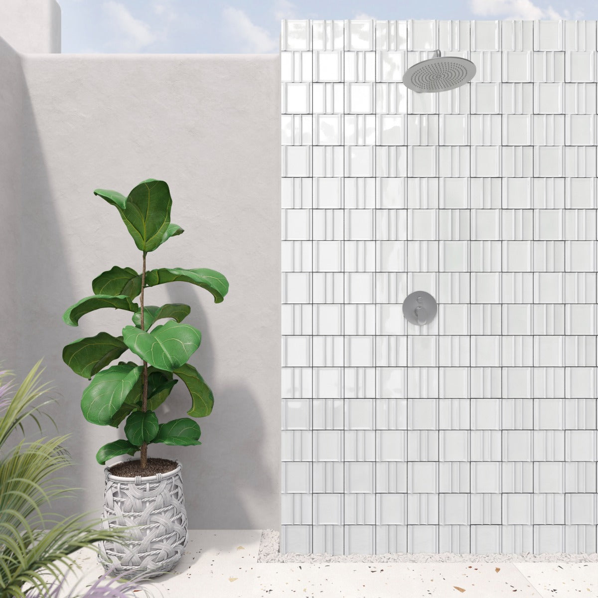 Kinro Snow White 6x6 3D Polished Porcelain Tile - Lux Tile