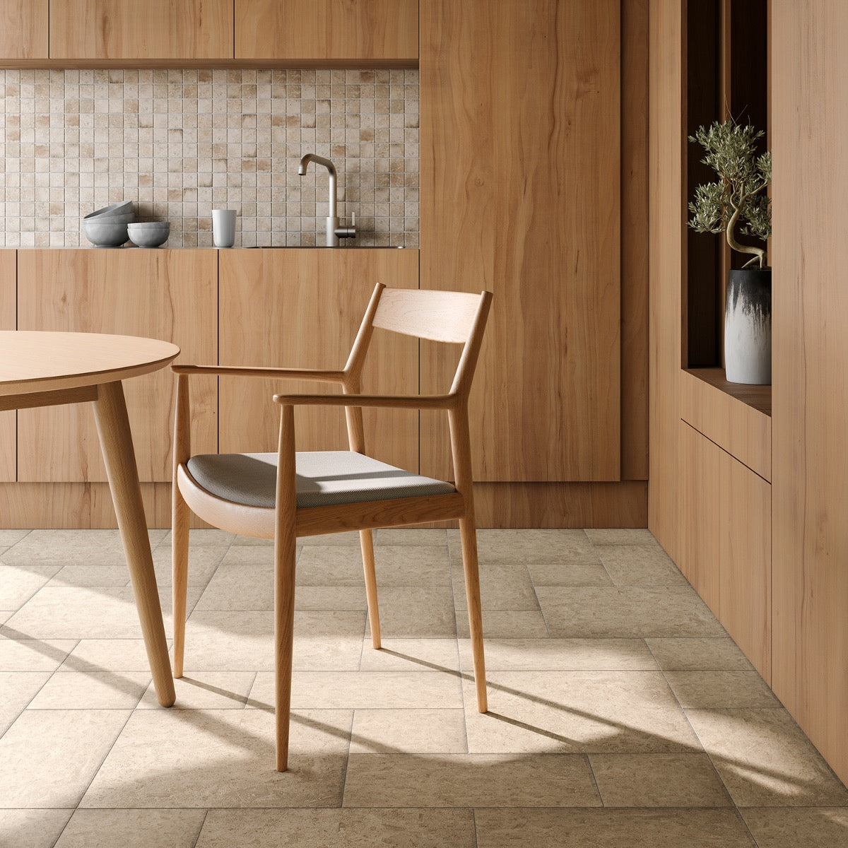 Seville Delfi Beige 2x2 Porcelain Mosaic Tile - Travertine Look