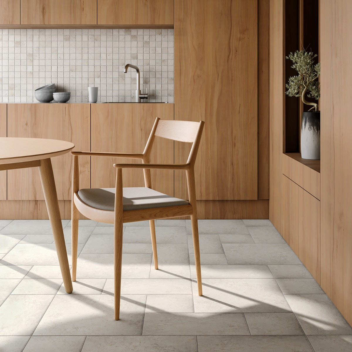 Seville Olimpia White 2x2 Porcelain Mosaic Tile - Travertine Look