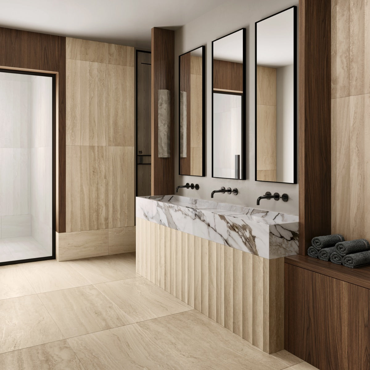 Lumar Travertino Crema Beige 24x48 Matte Porcelain Tile - Lux Tile