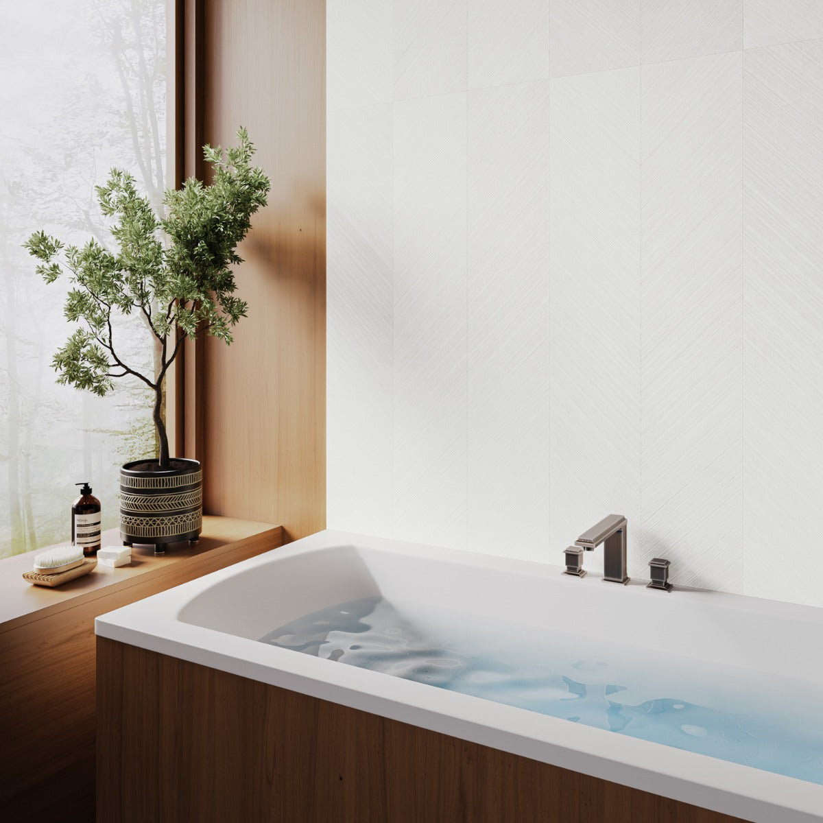 Plaster Arrow White 18x48 Textured Matte Ceramic Tile - Lux Tile
