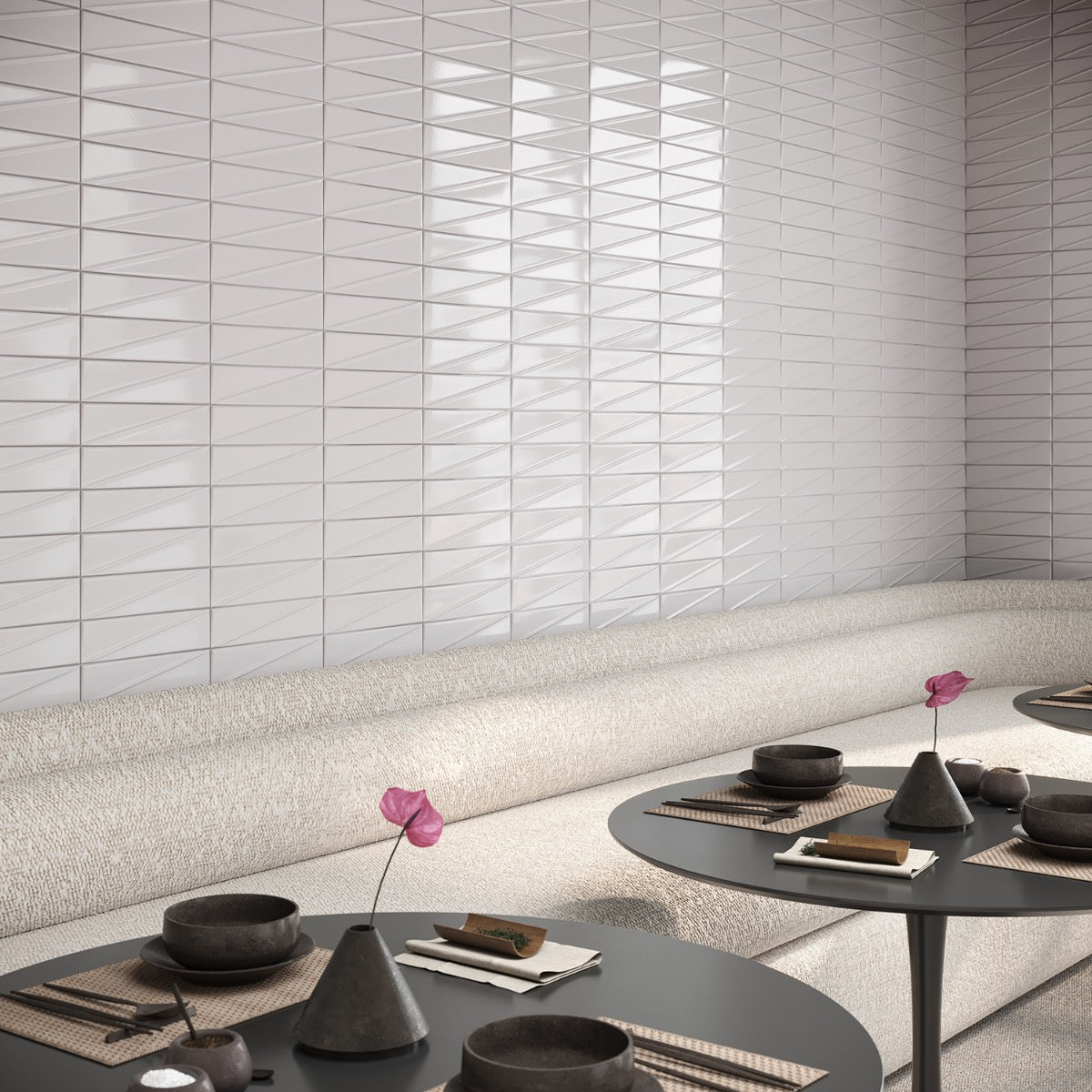 Axelle Ice White 3x12 3D Glossy Ceramic Subway Tile - Lux Tile
