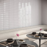 Axelle Ice White 3D Glossy Ceramic Subway Tile - 3x12