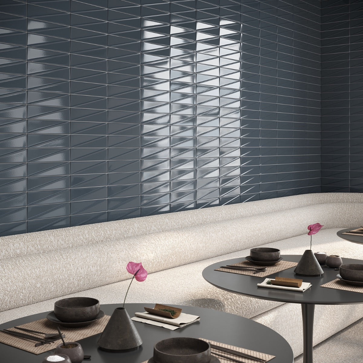 Axelle Storm Gray 3D Glossy Ceramic Subway Tile - 3x12