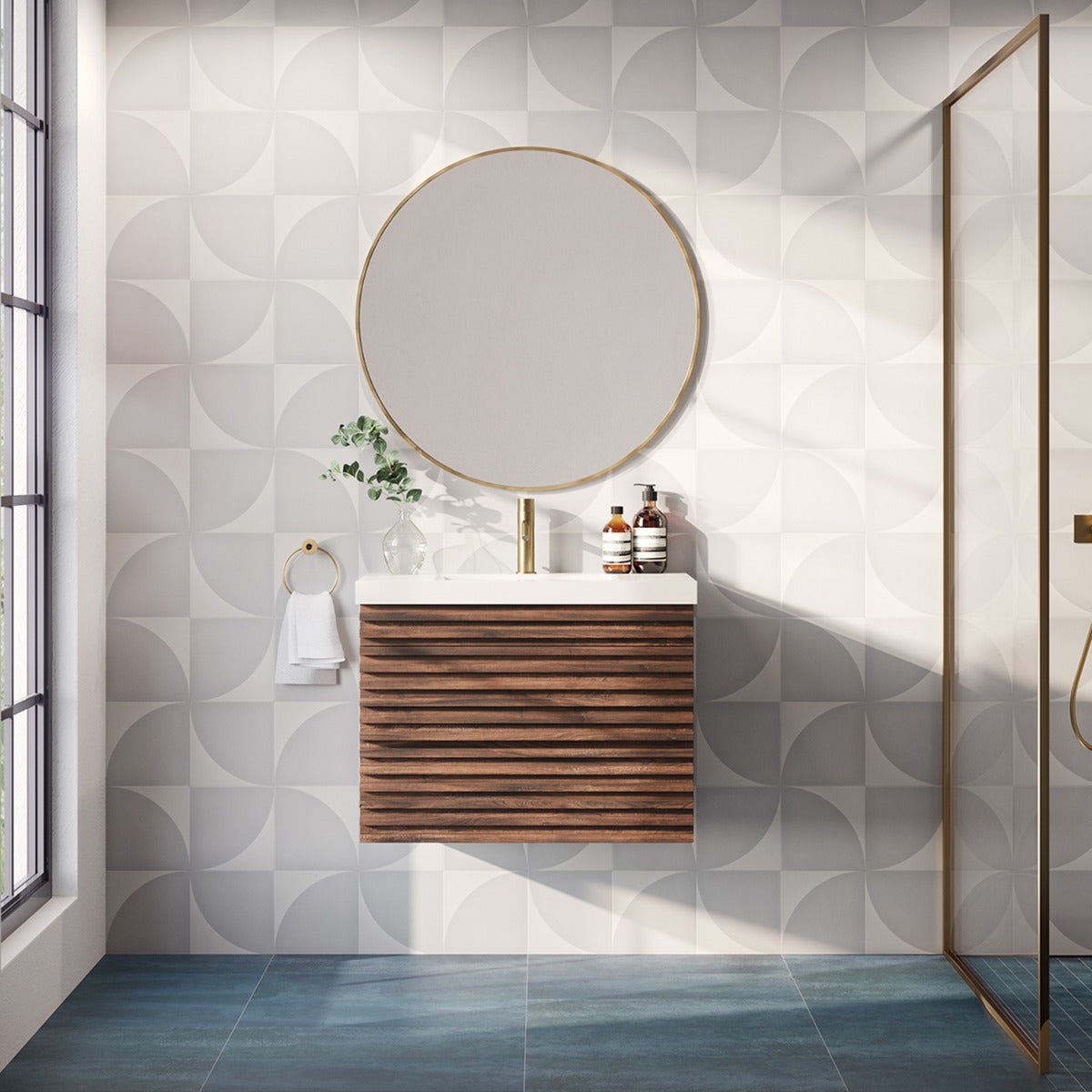 Stacy Garcia Maddox Deco Cool Gray 8x8 Matte Porcelain Tile