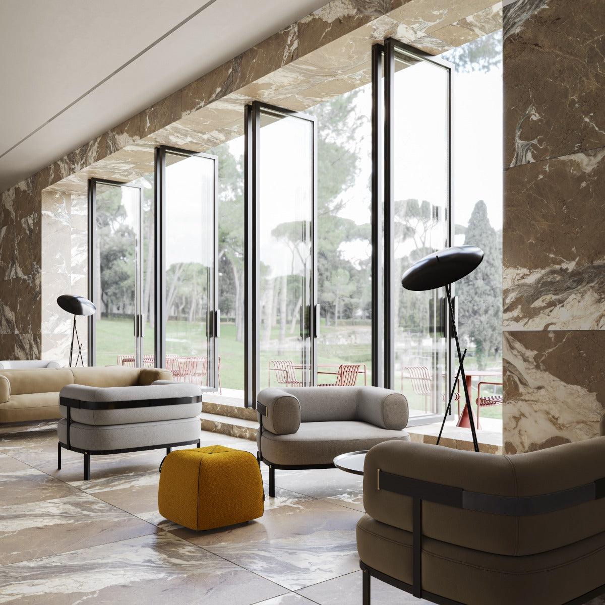 Tilebar Autograph Espresso Brown 48x48 Marble Look Satin Porcelain Tile