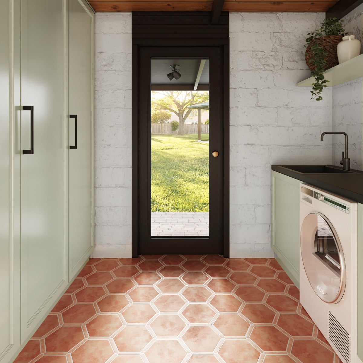 Sagon Terracotta Hexagon Matte Porcelain Tile - 9 Inch