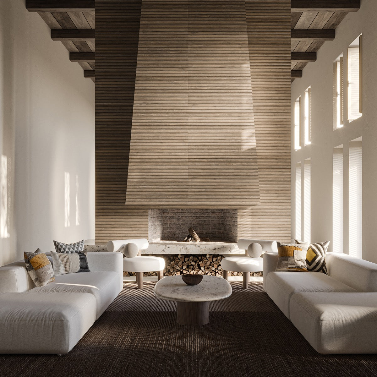 Lux Tile Nobu Ribbon Almond Brown 24x48 Matte Porcelain Tile