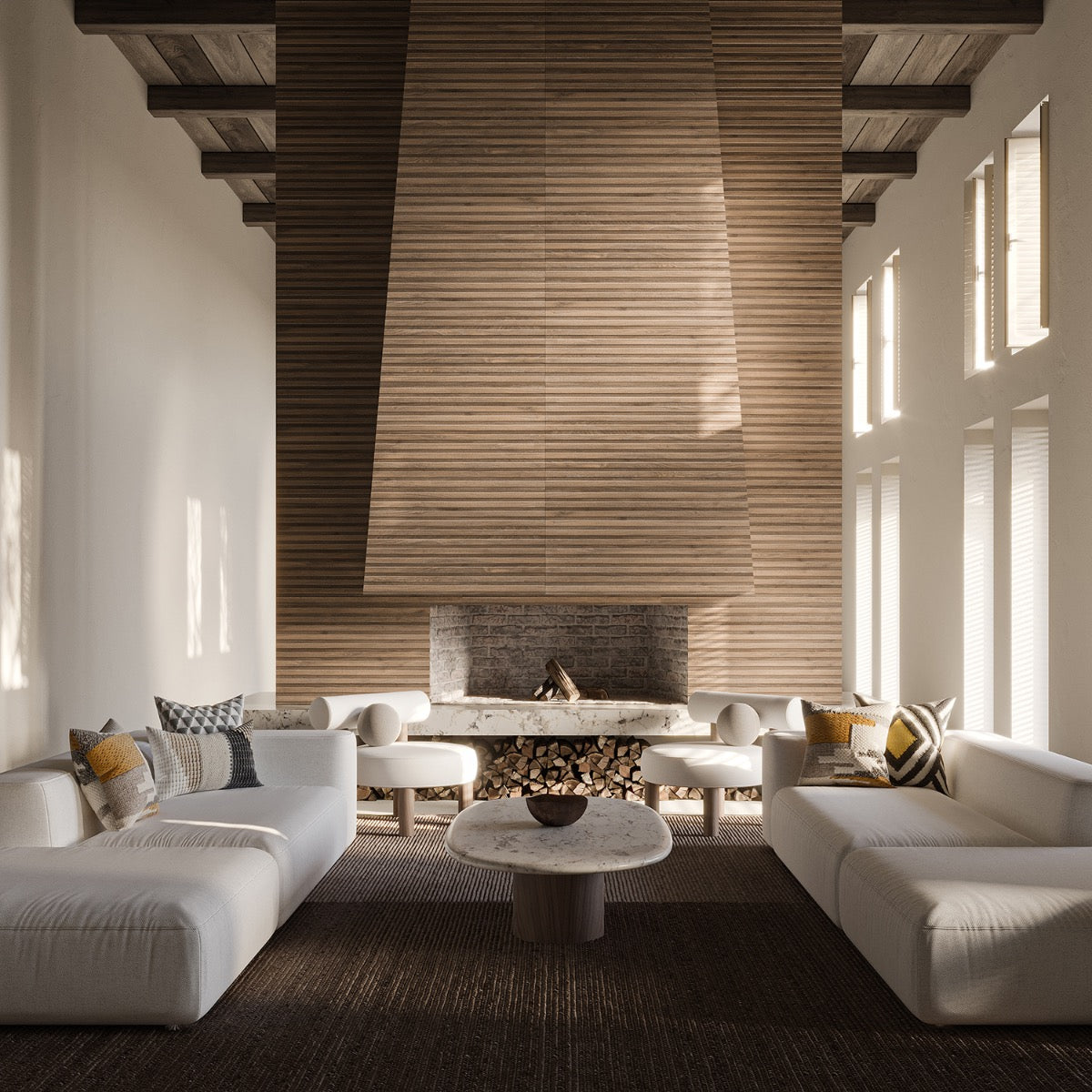 Nobu Ribbon Miel Brown 24x48 Matte Wood Look Porcelain Tile