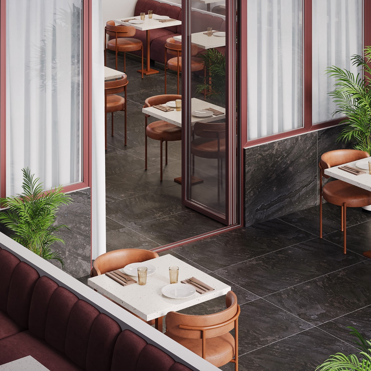 Santo Charcoal Black Matte Porcelain Tile 36x36 - Lux Tile