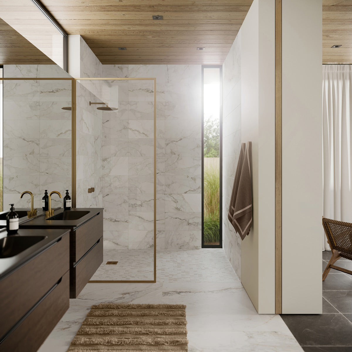 Calacatta Macchia White Gold 24x48 Marble Look Matte Porcelain Tile - Lux Tile