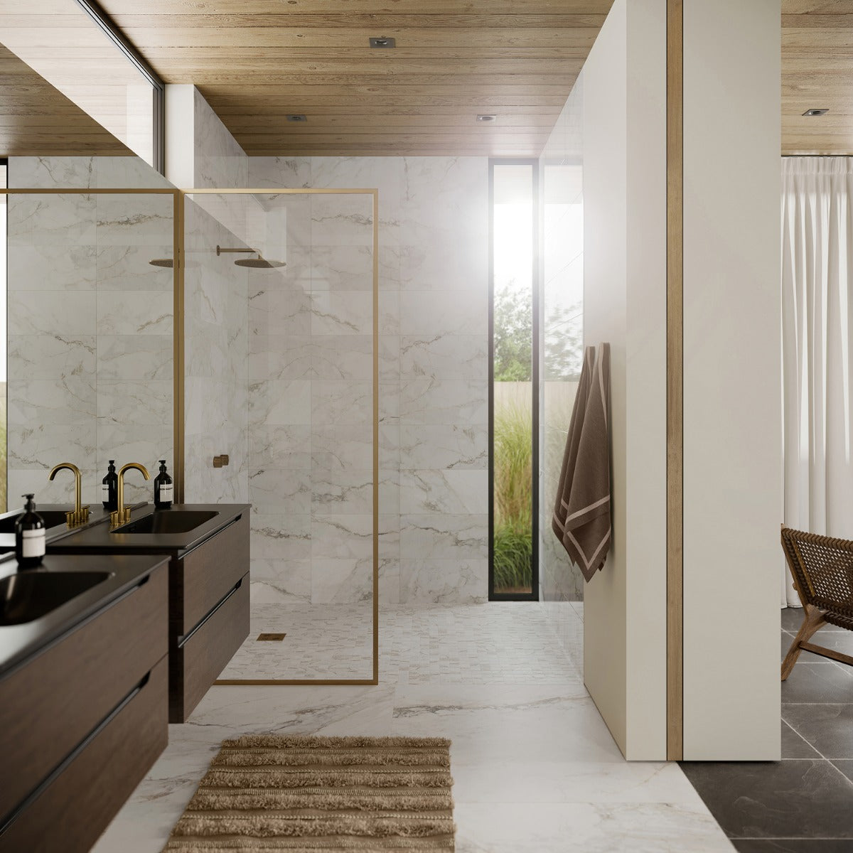 Lux Tile Calacatta Macchia White Gold 24x48 Polished Porcelain Tile