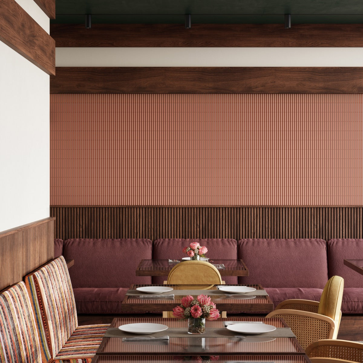 Roller Ribbed Terracotta 4x12 3D Matte Fluted Ceramic Tile