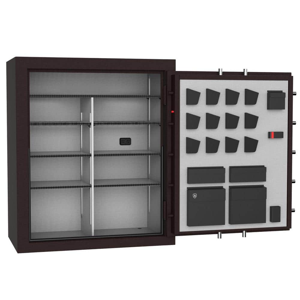 STACK-ON Siege Platinum 101-Gun Fire and Water Resistant Safe, Electronic and Biometric Lock, Black Cherry, Gun Safe