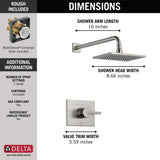 Delta Vero Stainless Single-Handle Raincan Shower Faucet with Pressure Balance, 2.5 GPM