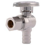 SharkBite Chrome 1/2-in PEX Barb x 3/8-in OD Compression Quarter Turn Angle Valve