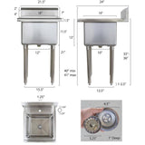 AmeriHome 21.5 in. x 24 in. Stainless Steel Utility Wall Mount Sink