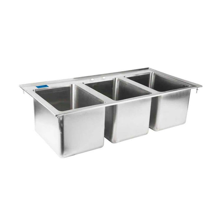 AMGOOD 37 in. x 18.5 in. Drop In Stainless Steel 3-Compartment Kitchen Sink. NSF. No Faucet.