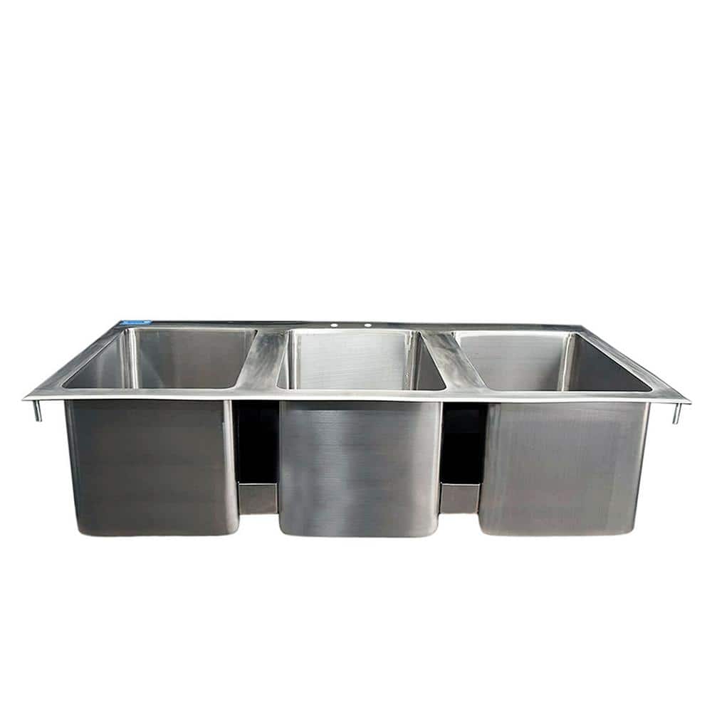 AMGOOD 37 in. x 18.5 in. Drop In Stainless Steel 3-Compartment Kitchen Sink. NSF. No Faucet.