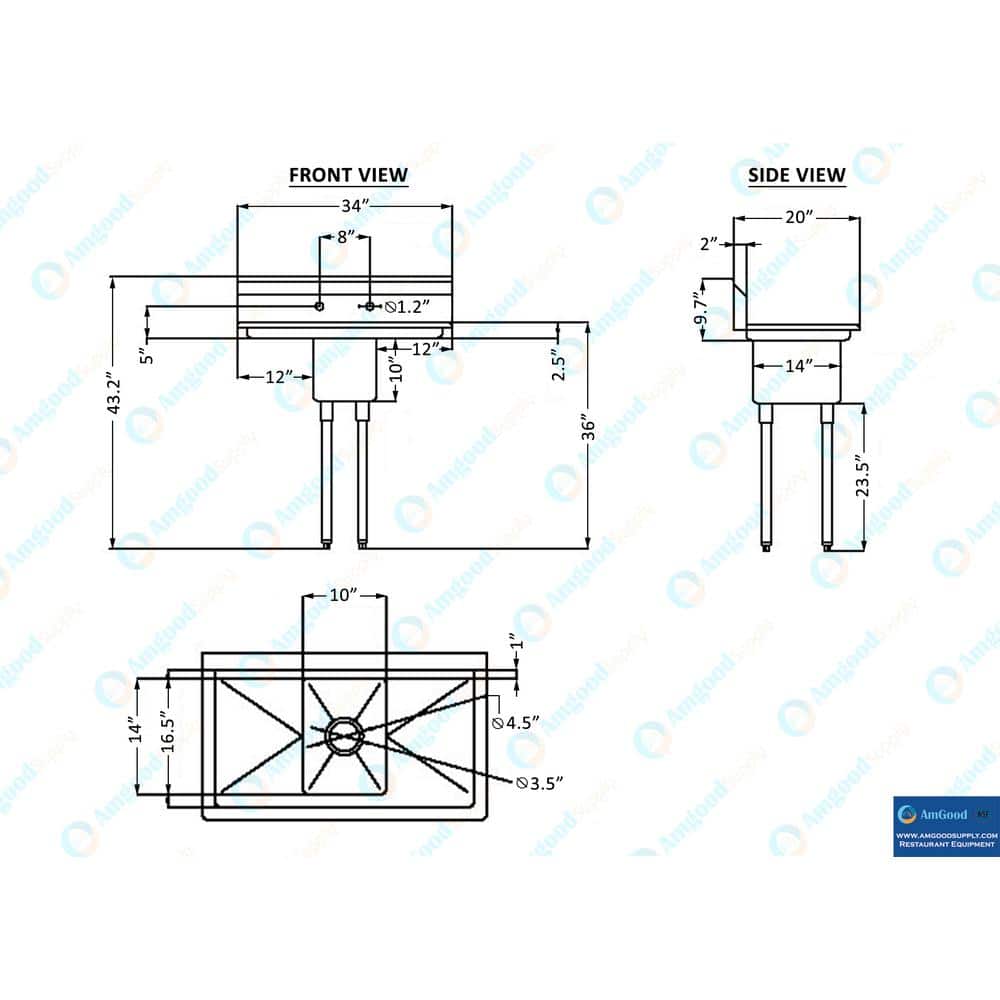 AMGOOD 20x30 Stainless Steel Utility Sink with Drainboards & Faucet