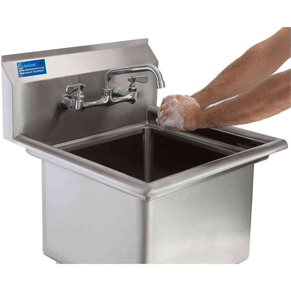 AMGOOD 24 in x 23.5 in Stainless Steel One Compartment Utility Laundry Sink