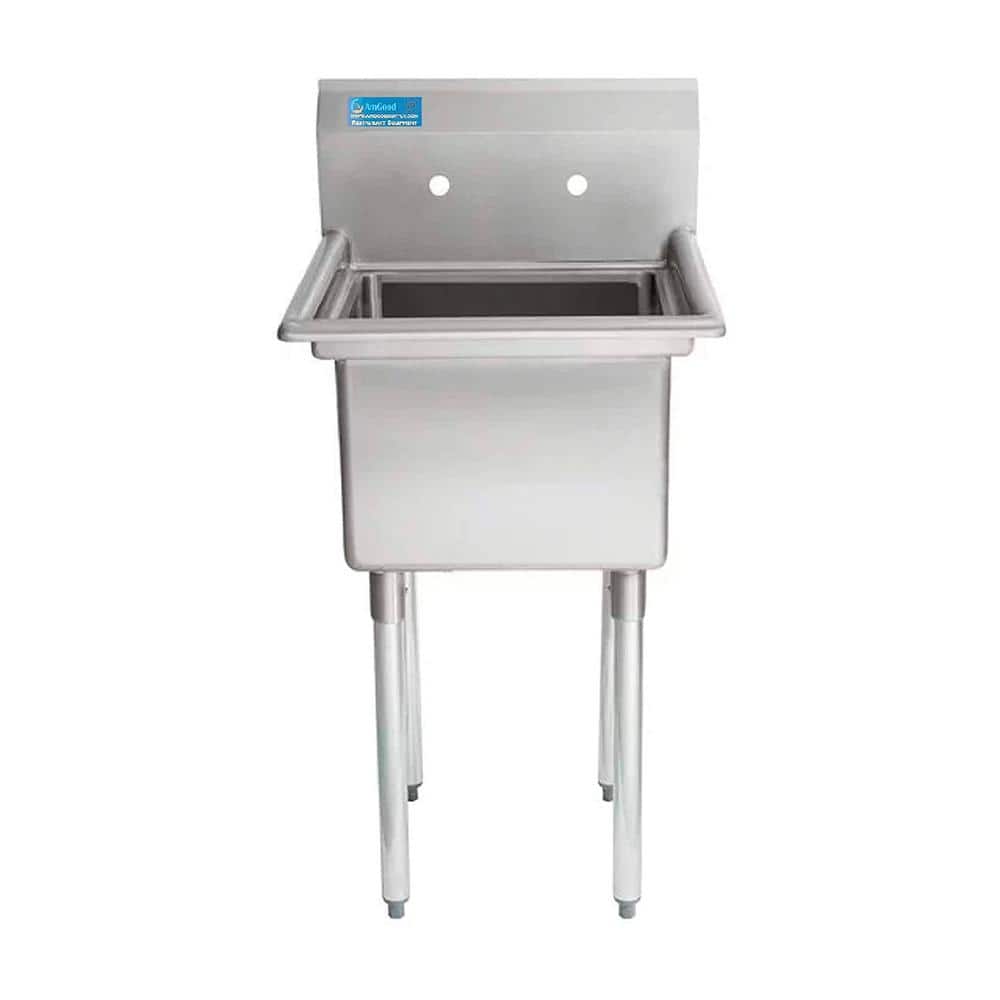 AMGOOD 24 in x 23.5 in Stainless Steel One Compartment Utility Laundry Sink