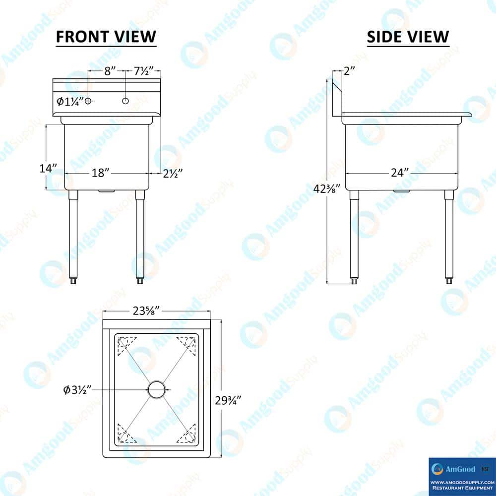 AMGOOD 29 3/4 in. x 23 5/8 in. Stainless Steel One Compartment Utility Sink
