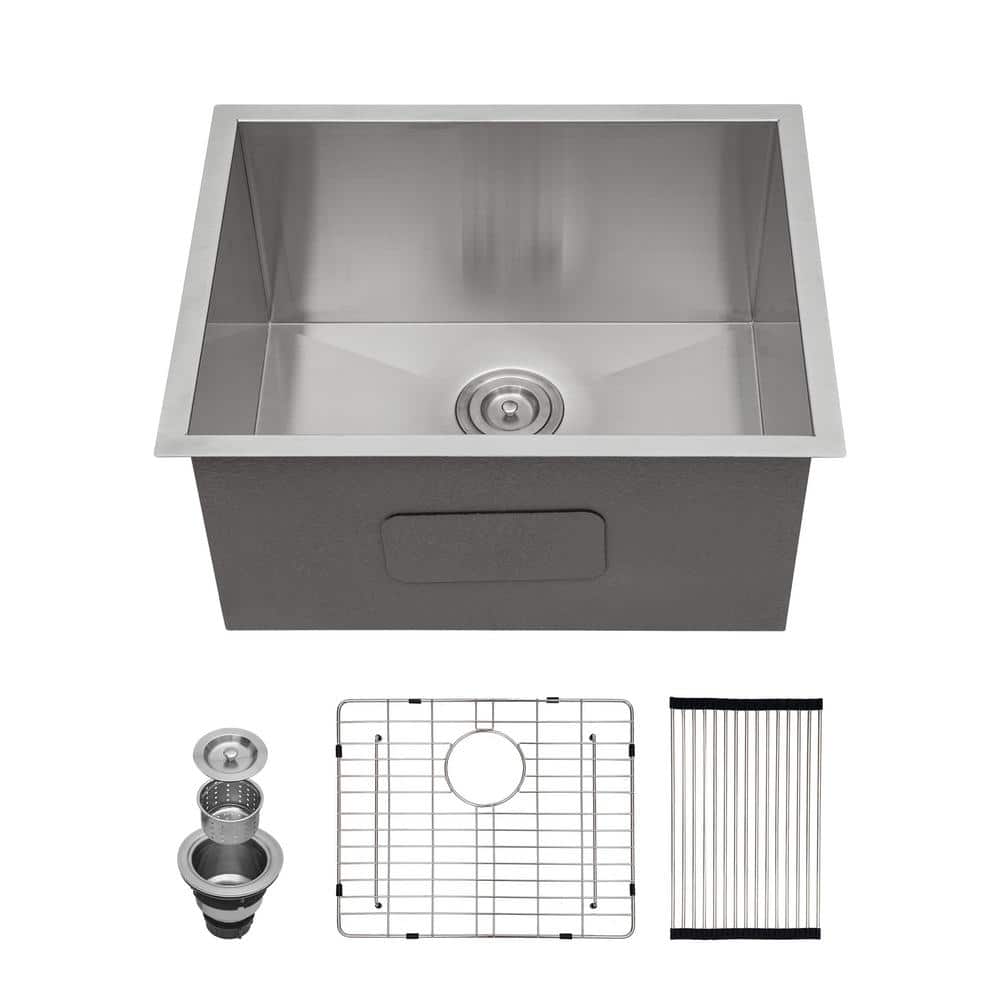 LORDEAR 21 in.W x 18 in. D x 12 in. H Stainless Steel Undermount Single Bowl Laundry/Utility Sink with Accessories