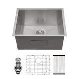 LORDEAR 21 in.W x 18 in. D x 12 in. H Stainless Steel Undermount Single Bowl Laundry/Utility Sink with Accessories