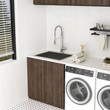 LORDEAR 22 in. Drop-In Laundry Utility Sink Stainless Steel 16 Gauge with Strain Basket