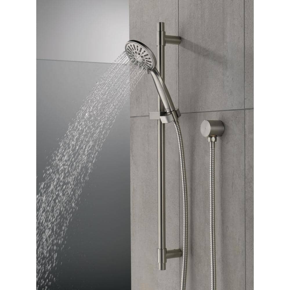 Delta 4-Spray 3.9 in. Single Wall Mount Handheld Shower Head with Slide Bar in Stainless