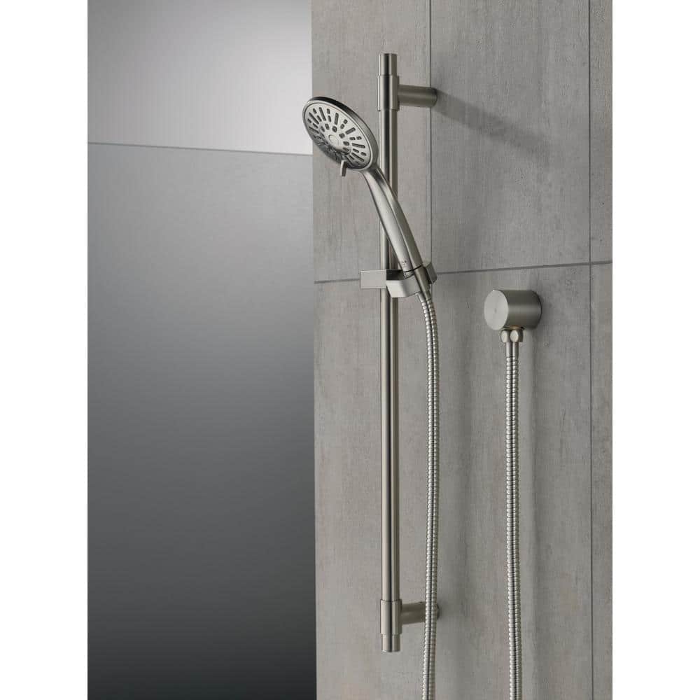 Delta 4-Spray 3.9 in. Single Wall Mount Handheld Shower Head with Slide Bar in Stainless