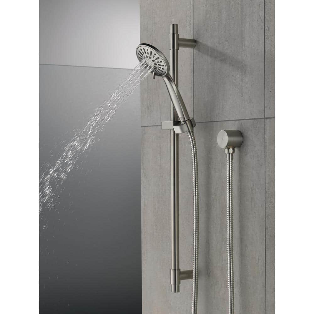Delta 4-Spray 3.9 in. Single Wall Mount Handheld Shower Head with Slide Bar in Stainless