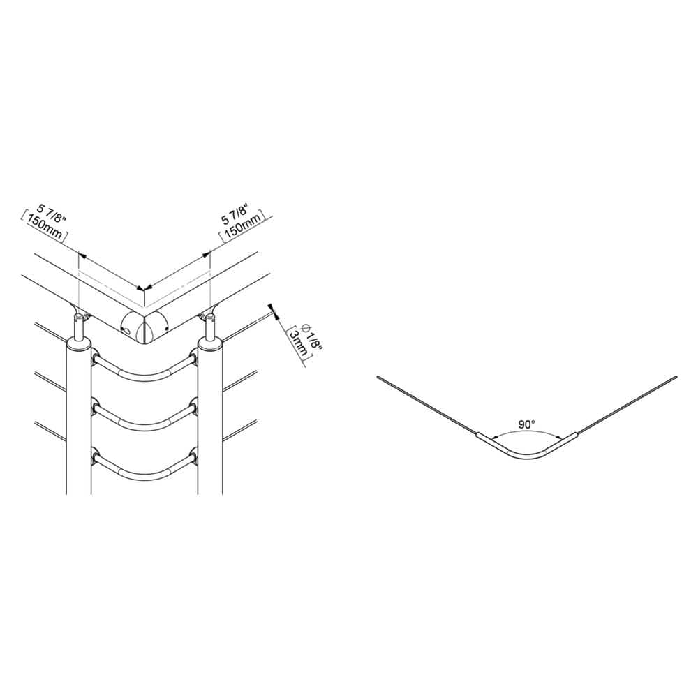 Dolle Prova PA25 Stainless Steel 90 Degree Corner (8-Piece)