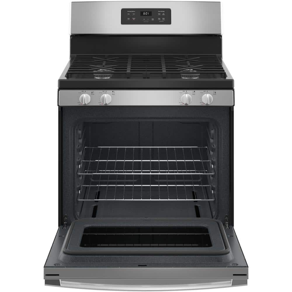 GE 30 in. 4.8 cu. ft. Freestanding Gas Range in Stainless Steel (JGBS61RPSS)