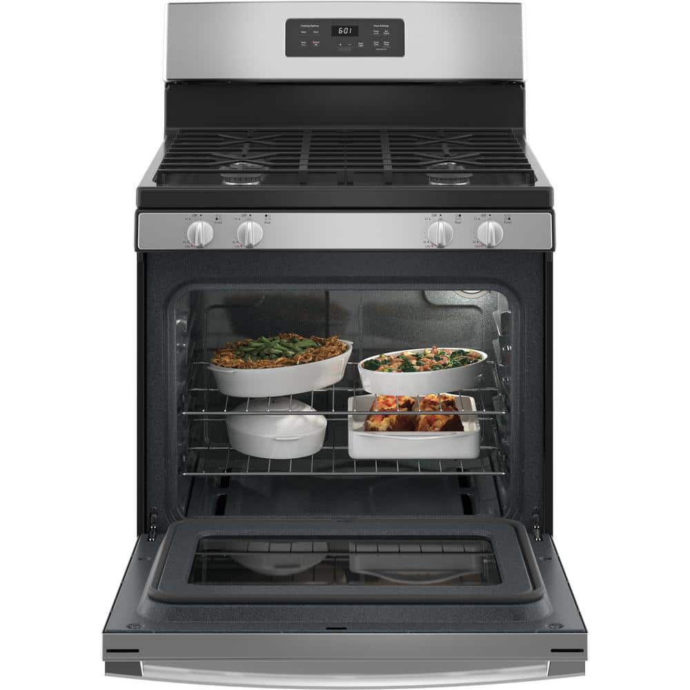 GE 30 in. 4.8 cu. ft. Freestanding Gas Range in Stainless Steel (JGBS61RPSS)