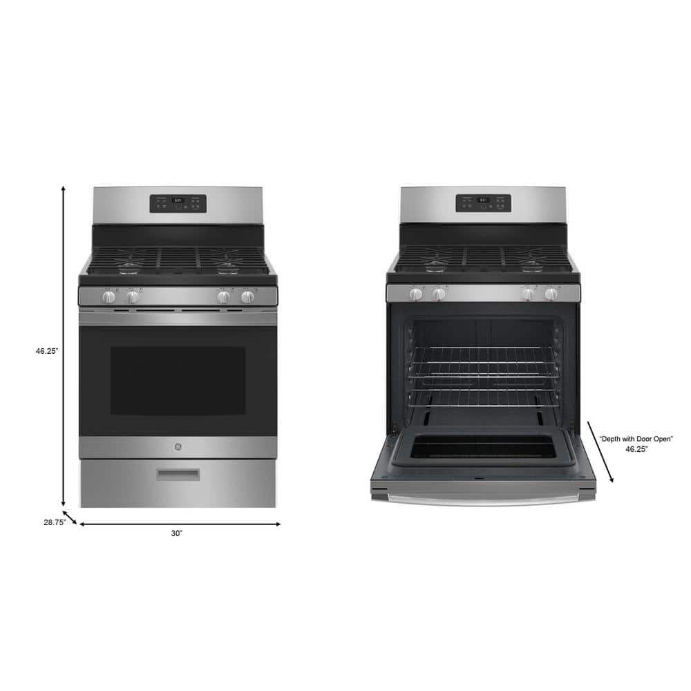 GE 30 in. 4.8 cu. ft. Freestanding Gas Range in Stainless Steel (JGBS61RPSS)