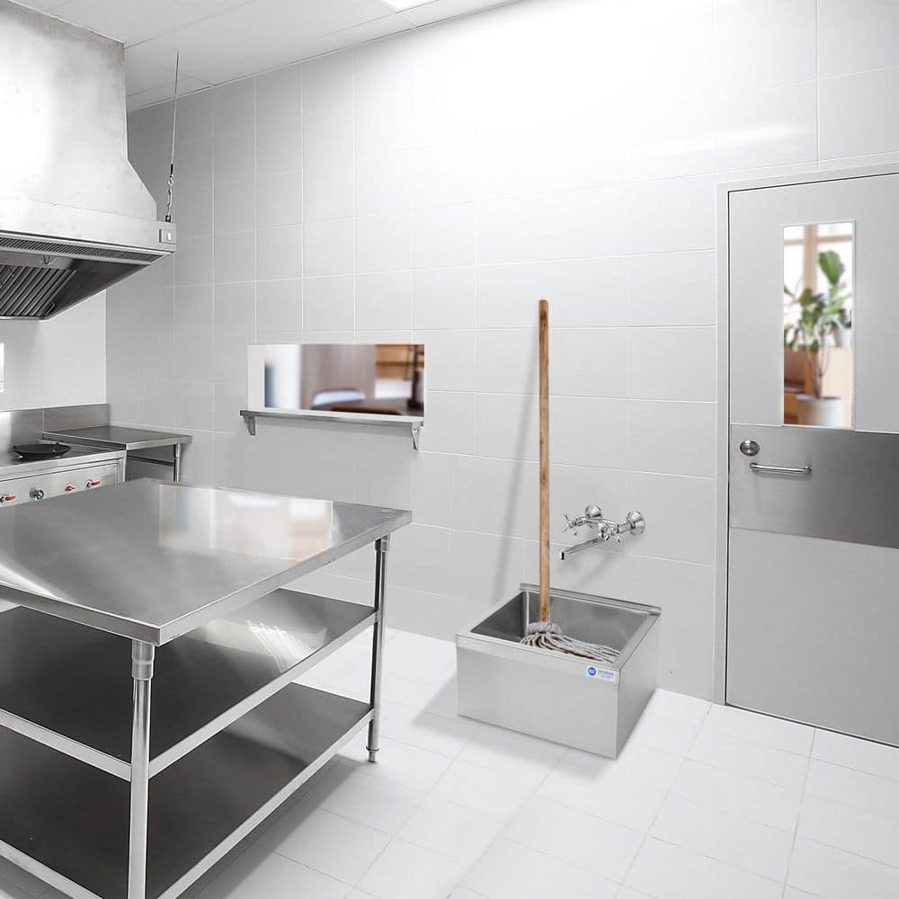 GRIDMANN 24x24x13 Stainless Steel Floor Mop Sink with Backsplash