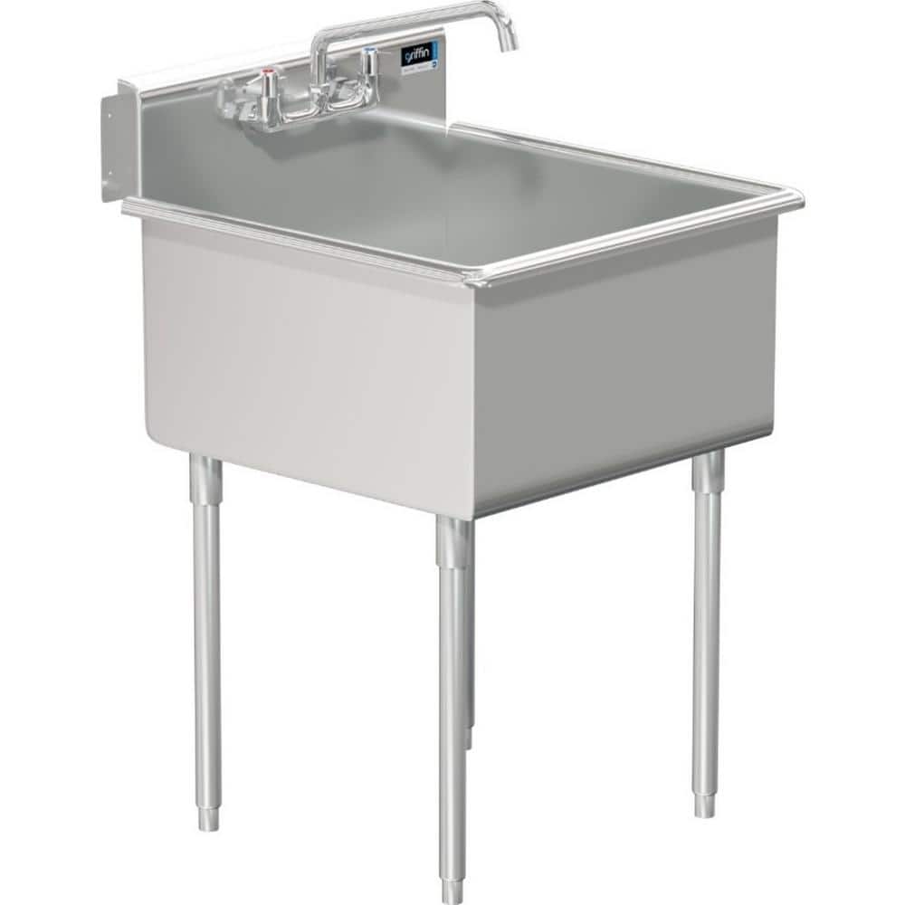 Griffin Products Terrell Series 27x27.5 in. Stainless Steel Scullery Sink with Lead-Free Faucet