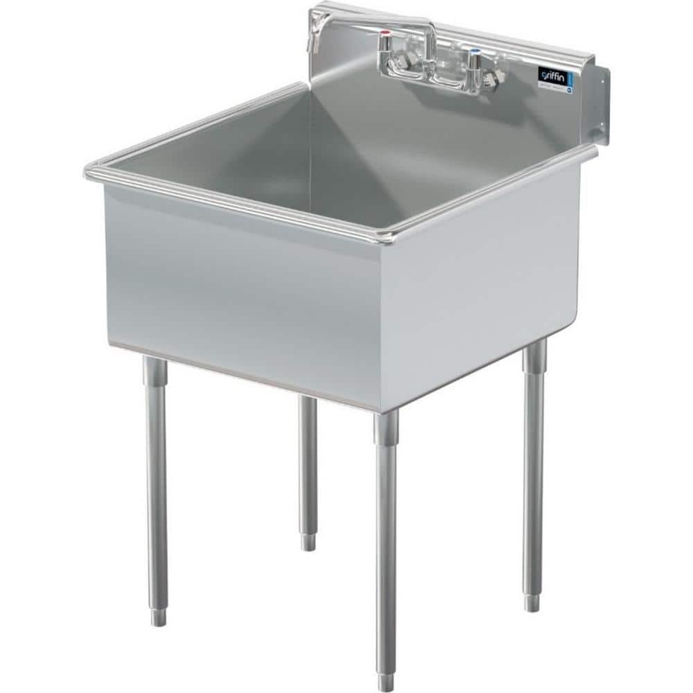 Griffin Products Terrell Series 27x27.5 in. Stainless Steel Scullery Sink with Lead-Free Faucet
