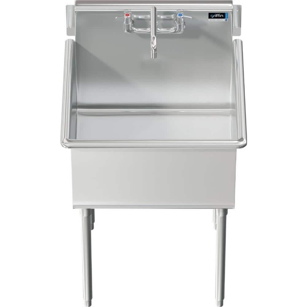 Griffin Products Terrell Series 27x27.5 in. Stainless Steel Scullery Sink with Lead-Free Faucet