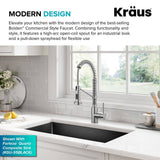 KRAUS Bolden Single-Handle Pull-Down Sprayer Kitchen Faucet with Dual-Function Sprayhead, Stainless Steel, 18-3/4 in. Height