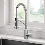 KRAUS Bolden Single-Handle Pull-Down Sprayer Kitchen Faucet with Dual-Function Sprayhead, Stainless Steel, 18-3/4 in. Height