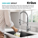 KRAUS Bolden Single-Handle Pull-Down Sprayer Kitchen Faucet with Dual-Function Sprayhead, Stainless Steel, 18-3/4 in. Height