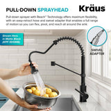 KRAUS Bolden Single-Handle Pull-Down Sprayer Kitchen Faucet with Dual-Function Sprayhead, Stainless Steel, 18-3/4 in. Height