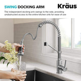 KRAUS Bolden Single-Handle Pull-Down Sprayer Kitchen Faucet with Dual-Function Sprayhead, Stainless Steel, 18-3/4 in. Height